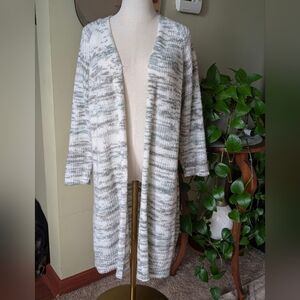 Lane Bryant Women's White Multicolor Size 14/16 Knit Sweater Open Cardigan